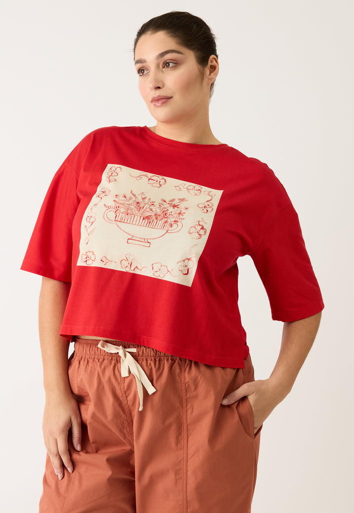 Nancybird Tasmin Boxy Tee - Red Vase