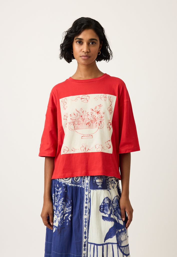 Nancybird Tasmin Boxy Tee - Red Vase