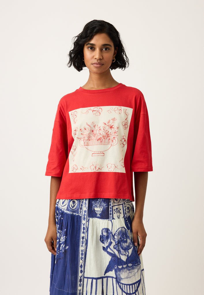 Nancybird Tasmin Boxy Tee - Red Vase