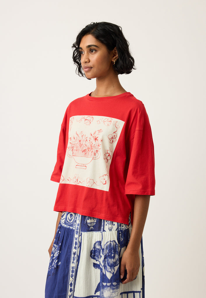 Nancybird Tasmin Boxy Tee - Red Vase