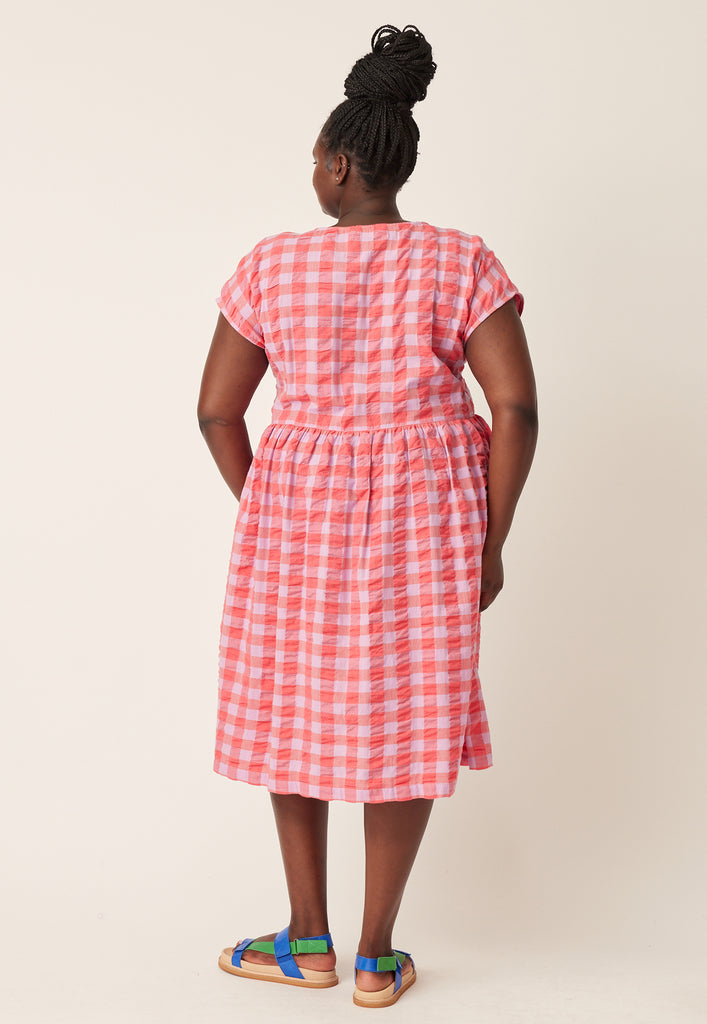 Nancybird Tathra Woven Dress - Coral Check