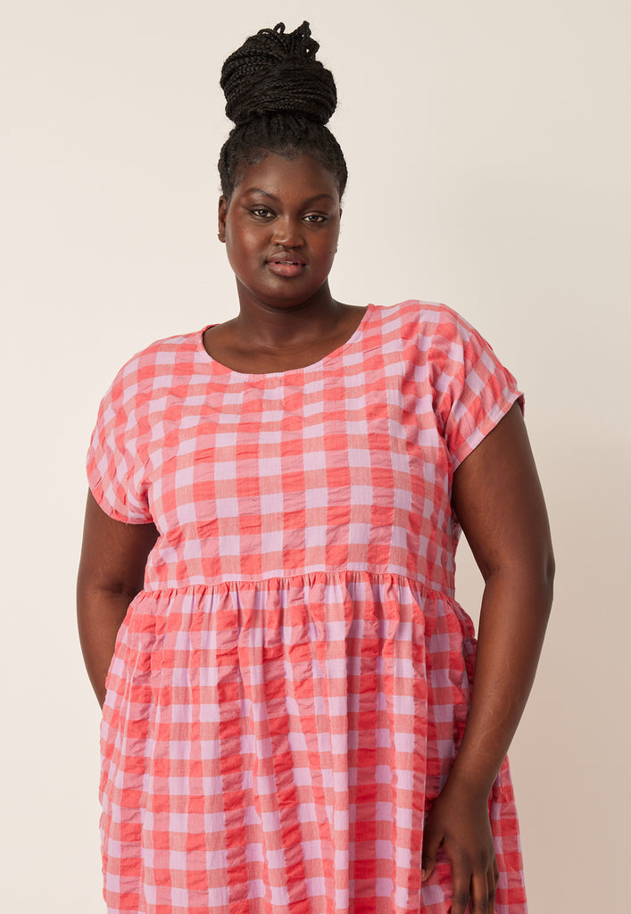 Nancybird Tathra Woven Dress - Coral Check