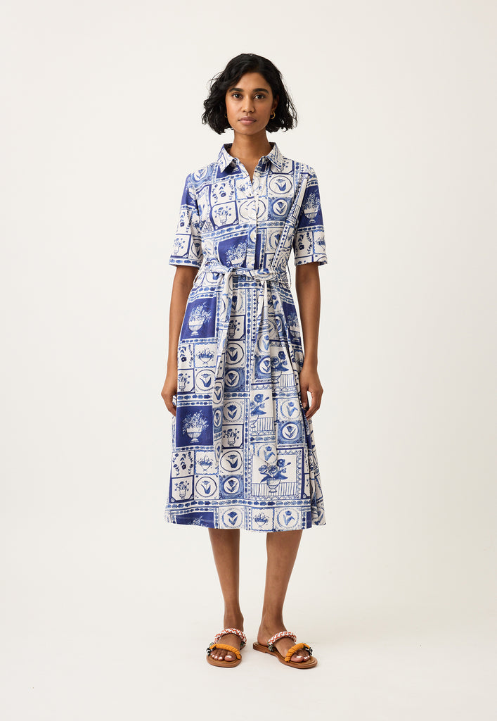 Nancybird Vera Short Sleeve Dress - Lyon Tile