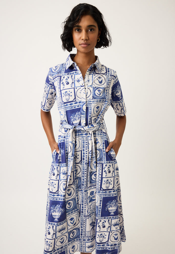 Nancybird Vera Short Sleeve Dress - Lyon Tile