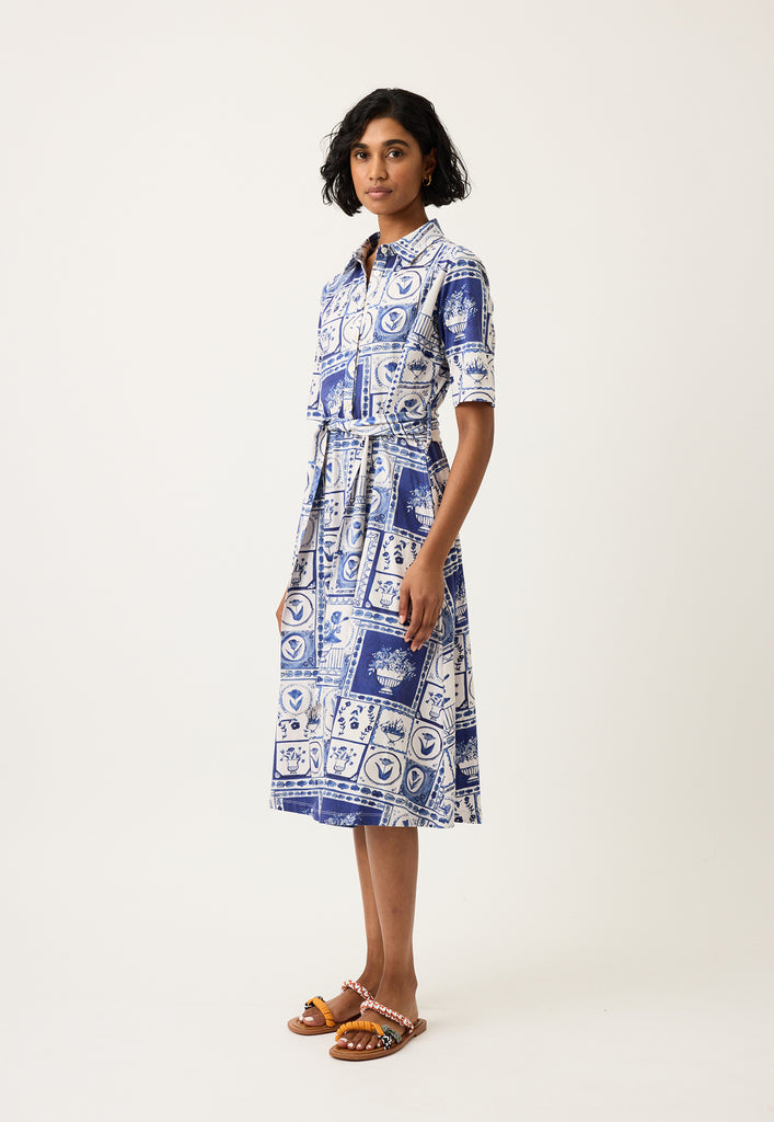 Nancybird Vera Short Sleeve Dress - Lyon Tile