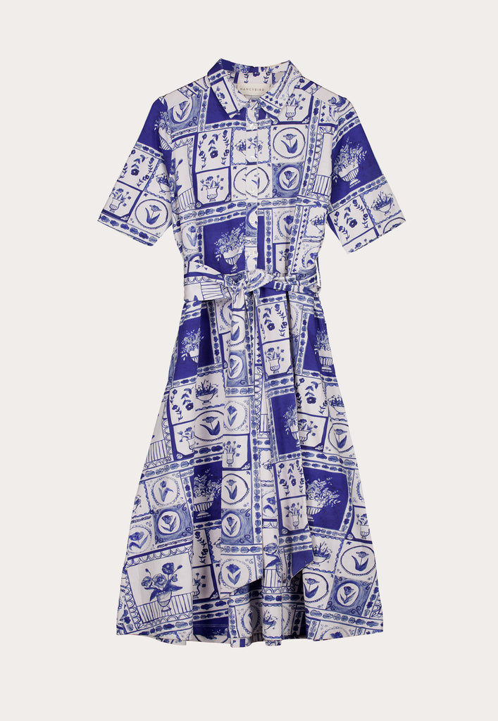 Nancybird Vera Short Sleeve Dress - Lyon Tile