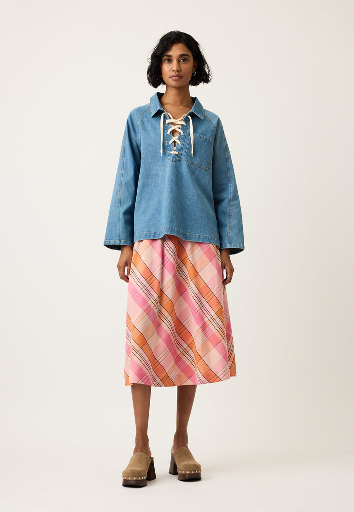 Nancybird Wave Skirt - Pink Check