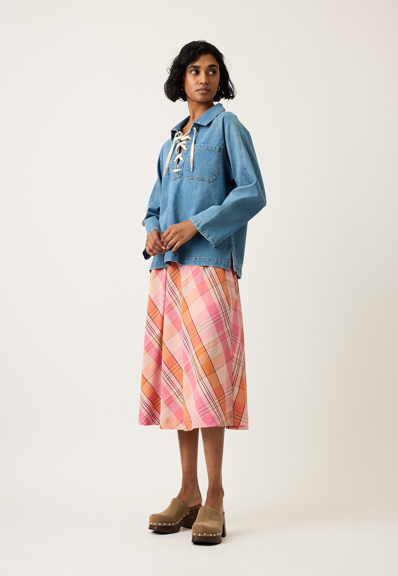 Nancybird Wave Skirt - Pink Check | I Dream a Highway