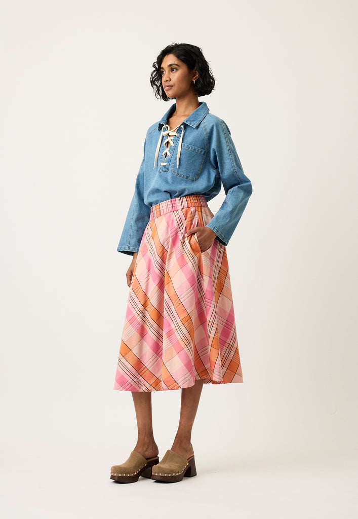 Nancybird Wave Skirt - Pink Check