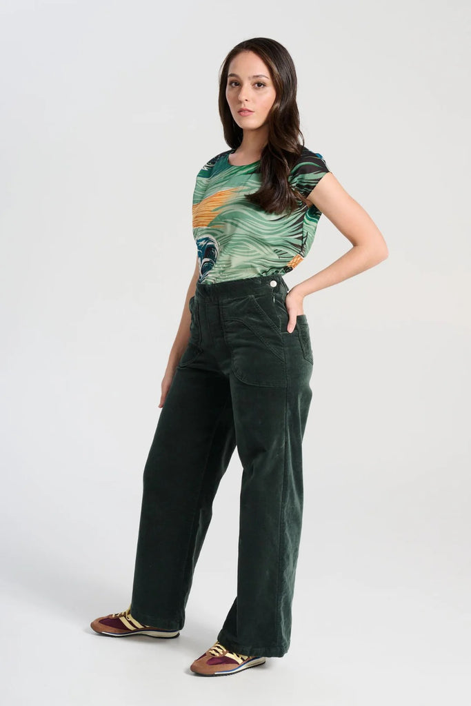 Olga De Polga Peggy Paris Velvet Long Pants - Forest Green