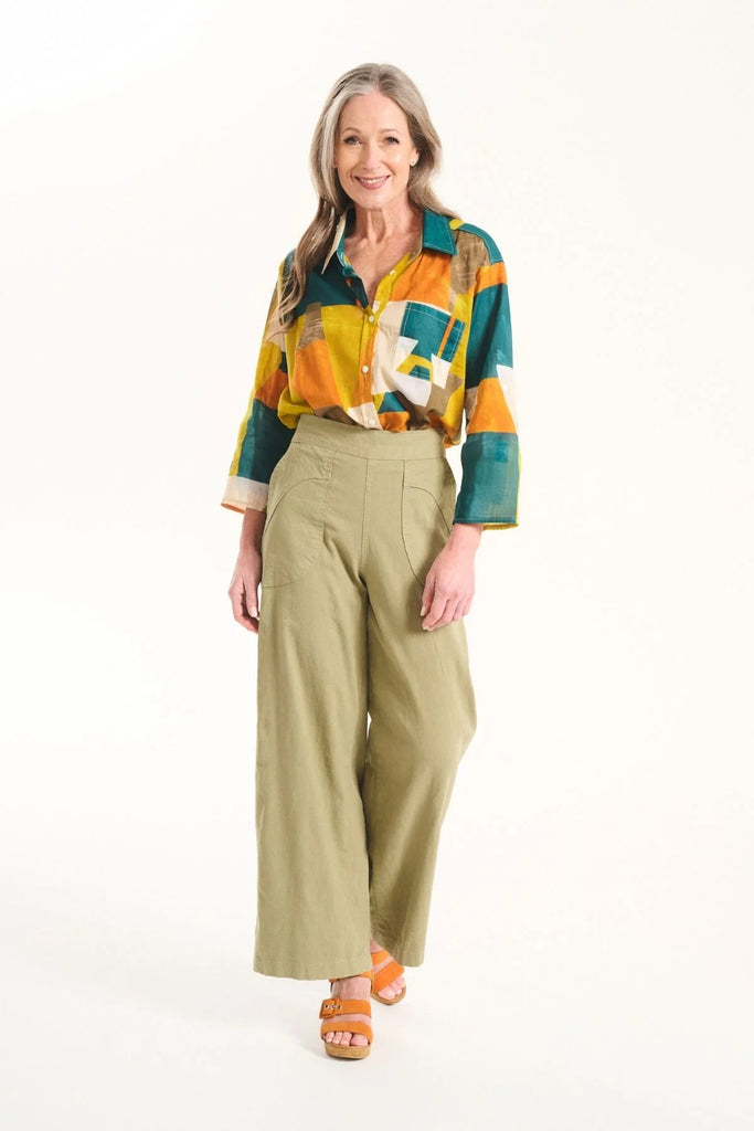 Olga De Polga Peggy Lino Pants - Khaki