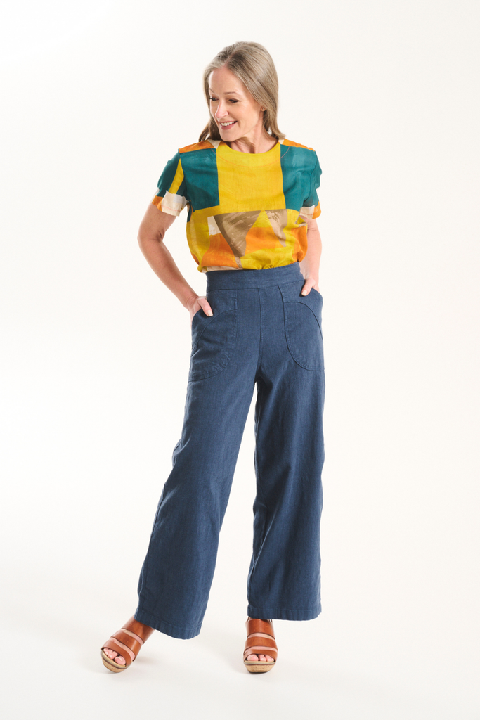 Olga De Polga Peggy Lino Pants - Navy