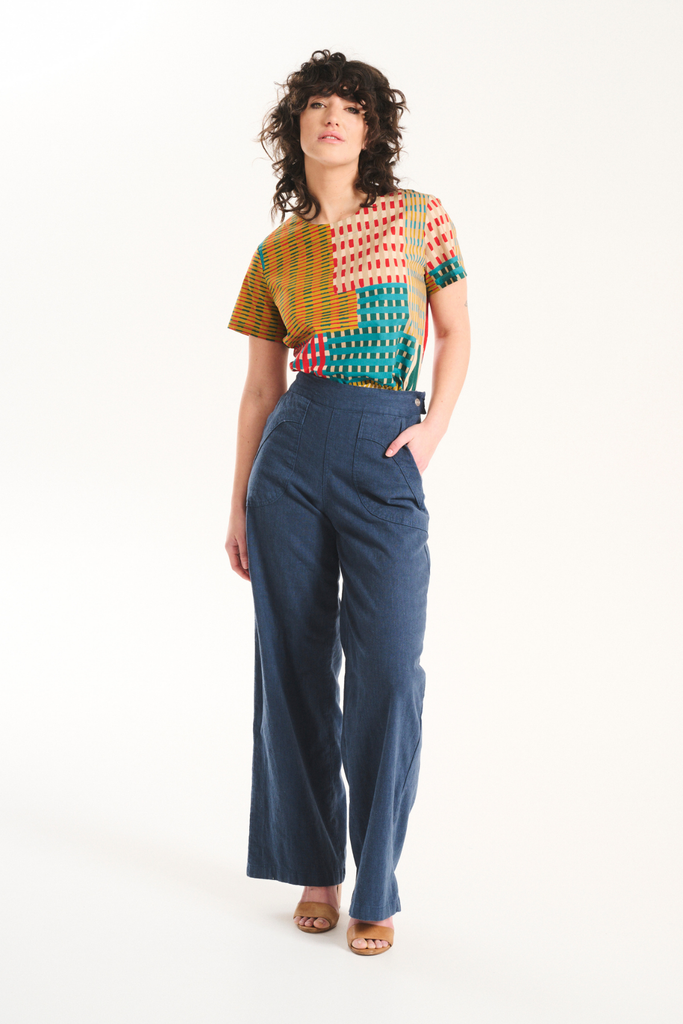Olga De Polga Peggy Lino Long Pants - Navy