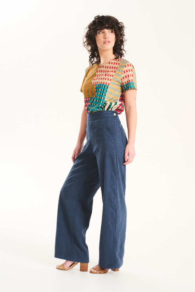 Olga De Polga Peggy Lino Long Pants - Navy