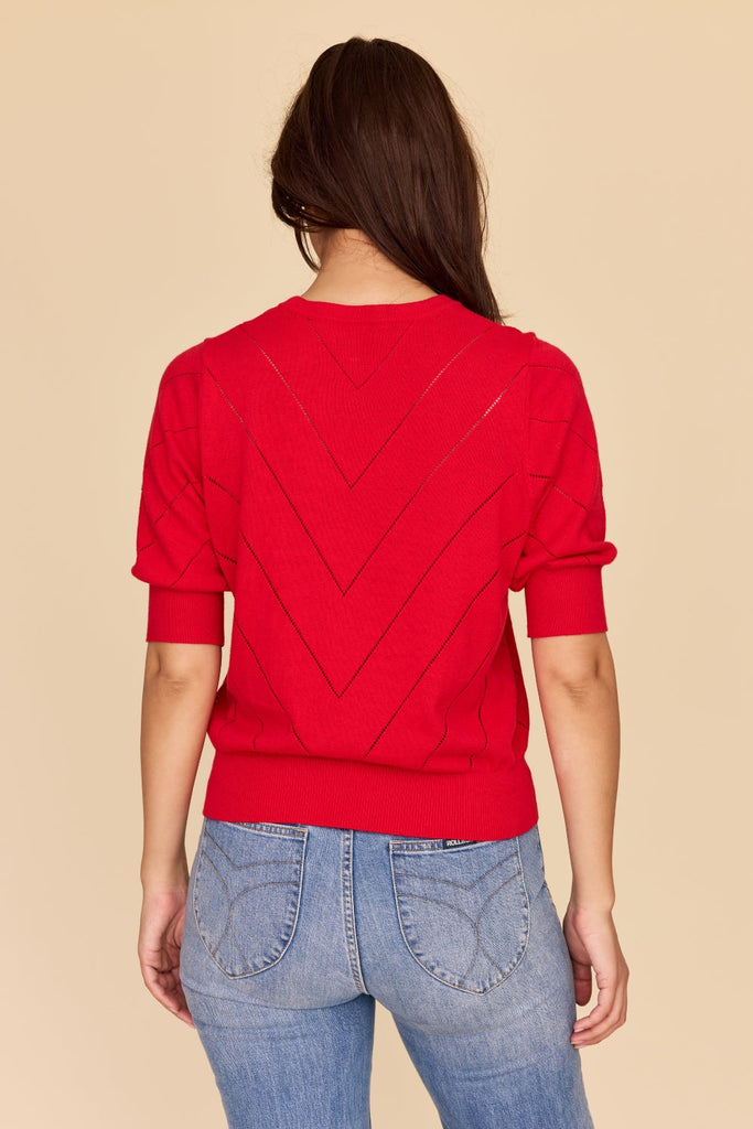 Frock Me Out Cotton Cashmere Chevron Knit Jumper - Red