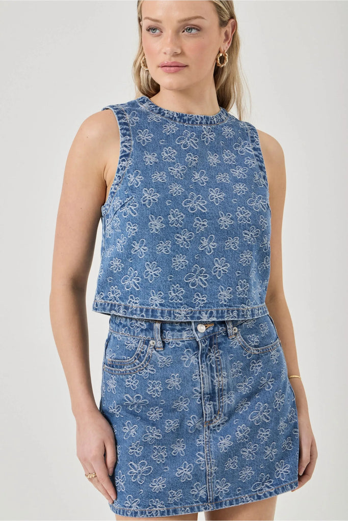 Rolla's Indigo Flowers Shell Top