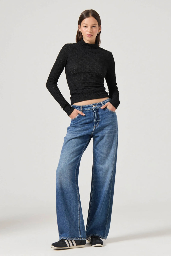 Rolla's Highneck Daisy Top - Black