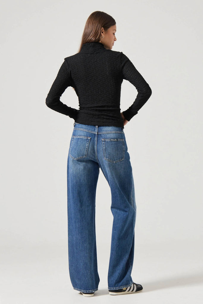 Rolla's Highneck Daisy Top - Black