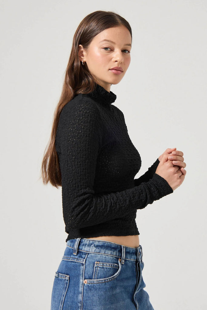 Rolla's Highneck Daisy Top - Black