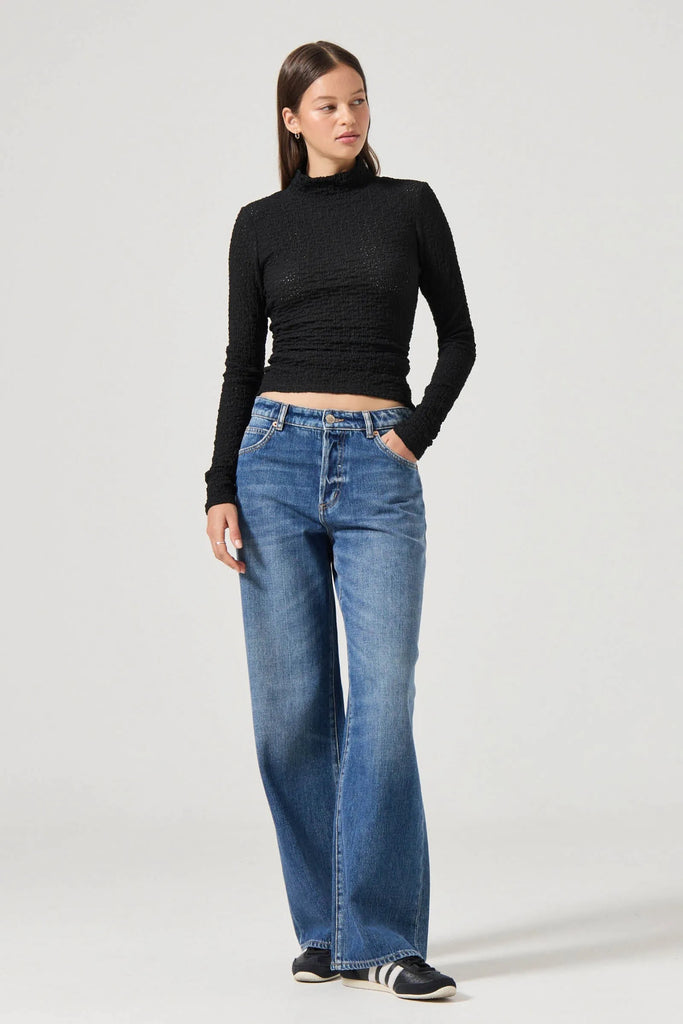 Rolla's Highneck Daisy Top - Black