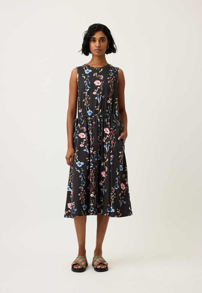 Nancybird Lidia Tie Dress - Watercolour Charcoal