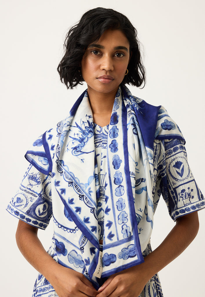 Nancybits Silk Scarf - Lyon Tile