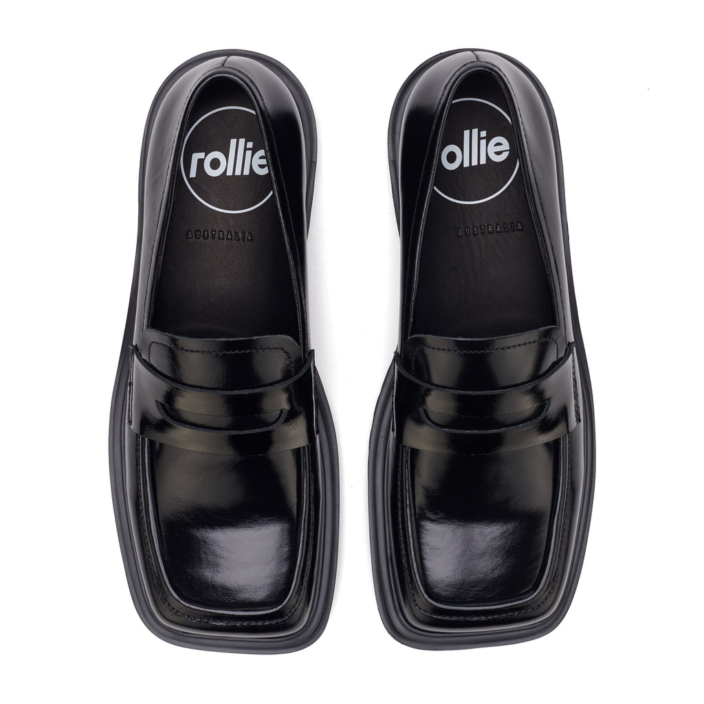 Rollie Loafer Step Square Toe - Black Patent