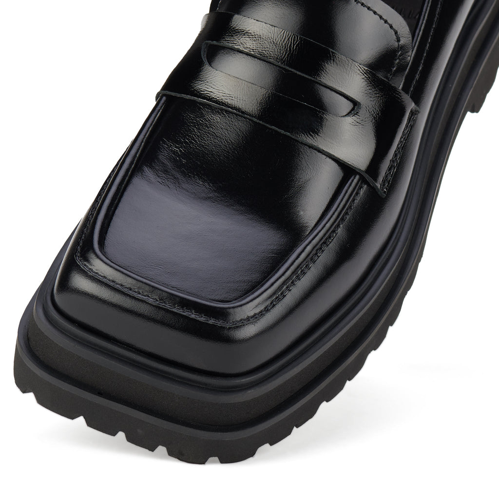 Rollie Loafer Step Square Toe - Black Patent