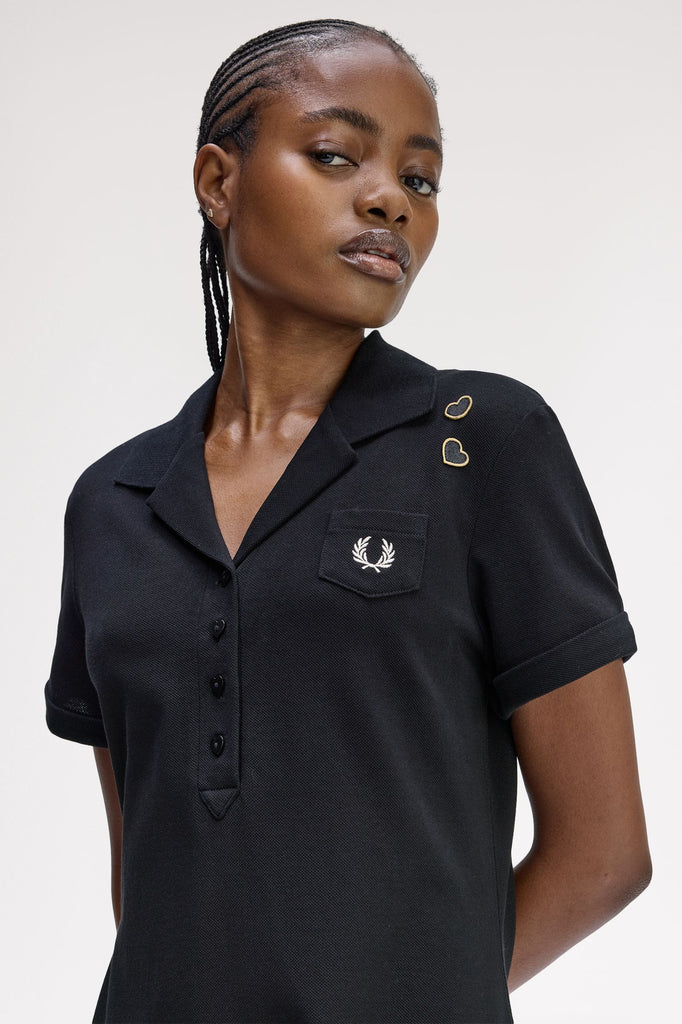 Fred Perry x Amy Winehouse Pocket Detail Pique Dress - Black
