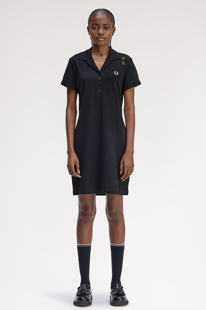 Fred Perry x Amy Winehouse Pocket Detail Pique Dress - Black