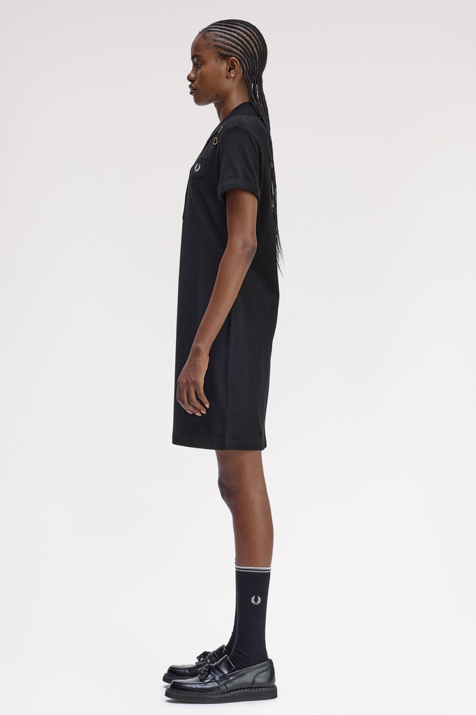Fred Perry x Amy Winehouse Pocket Detail Pique Dress - Black