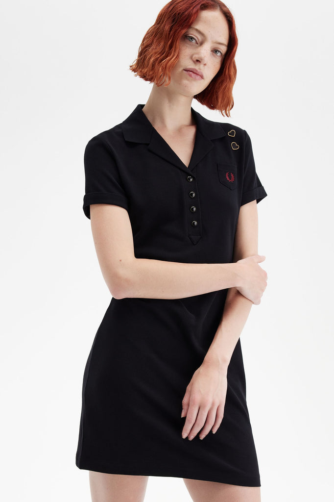 Fred Perry x Amy Winehouse Pocket Detail Pique Dress - Black