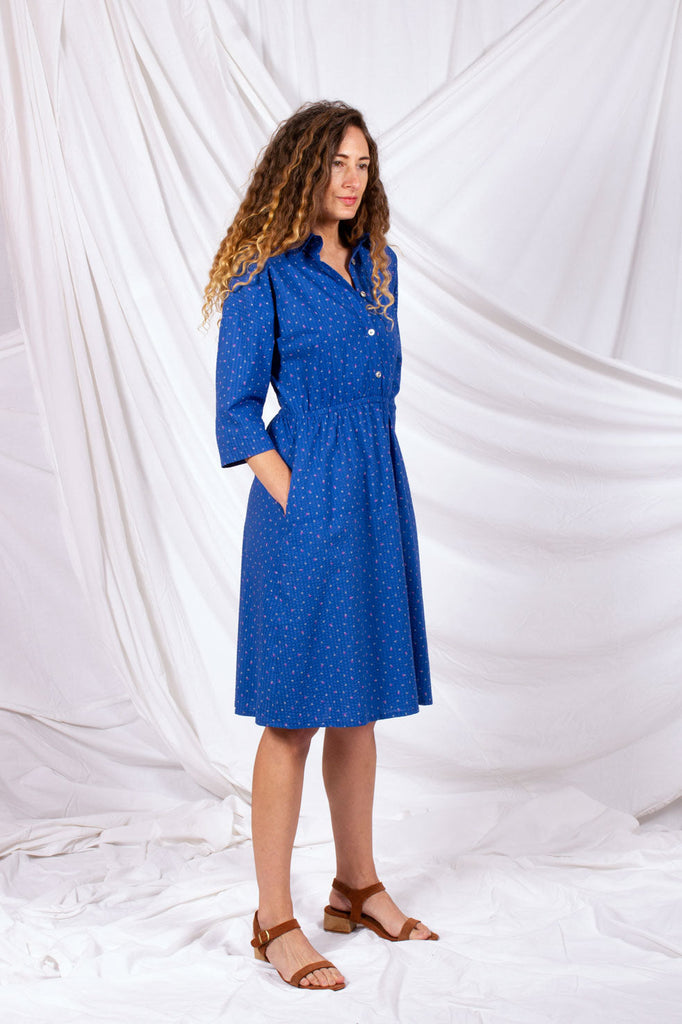 Kindling Classic Shirtdress - Sapphire Seersucker