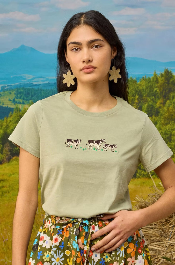 Togetherness Cow Walk Embroidered Tee