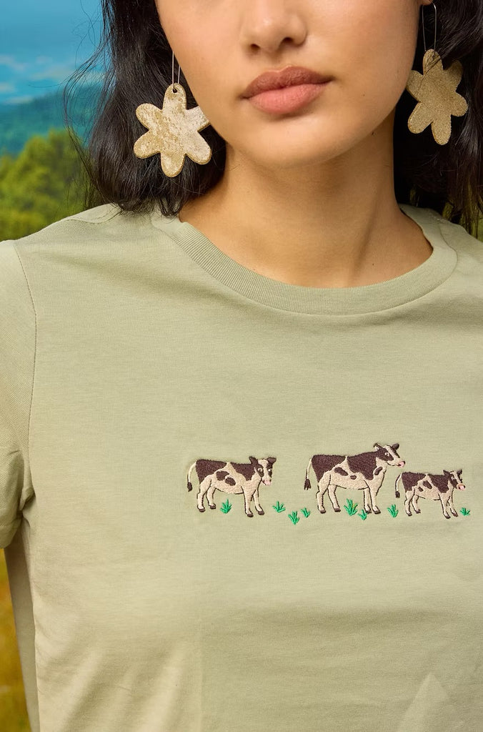 Togetherness Cow Walk Embroidered Tee