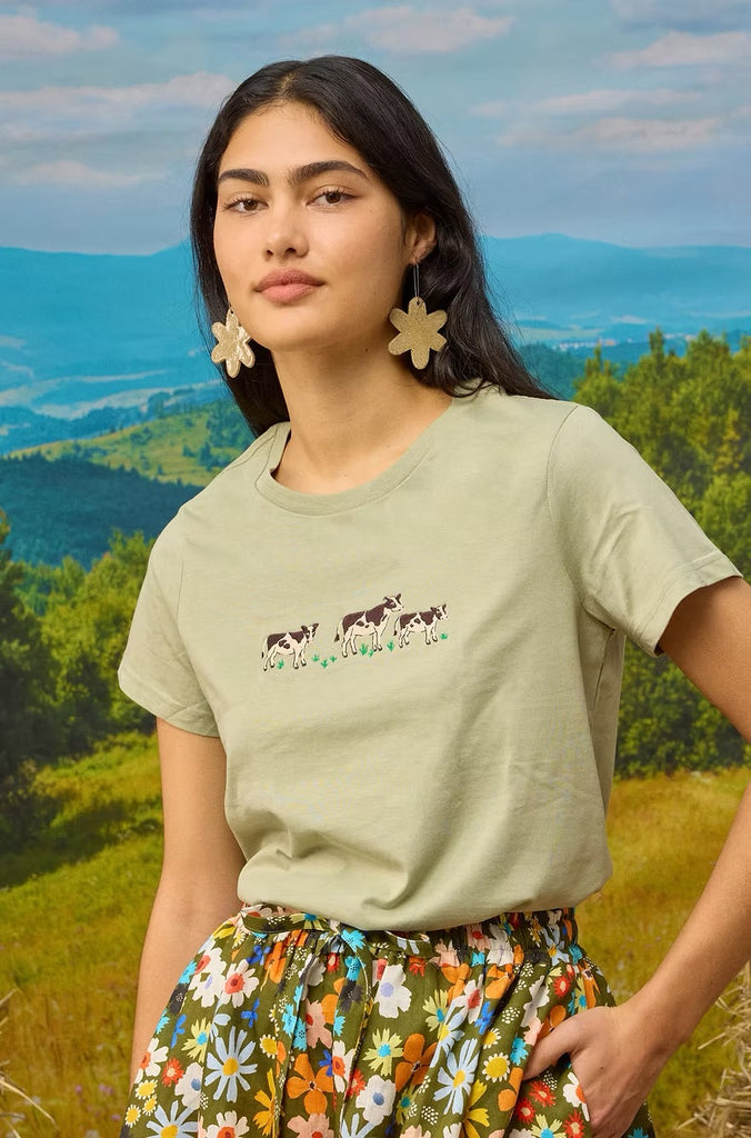 Togetherness Cow Walk Embroidered Tee