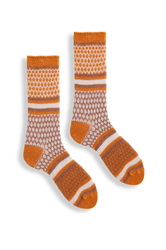 Lisa B Wool Cashmere Crew Socks - Honeycomb