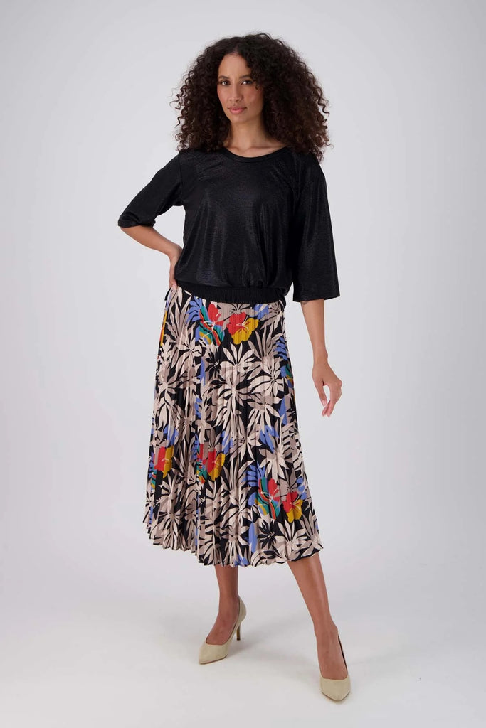 Olga De Polga Wildflowers Pleated Skirt - Black