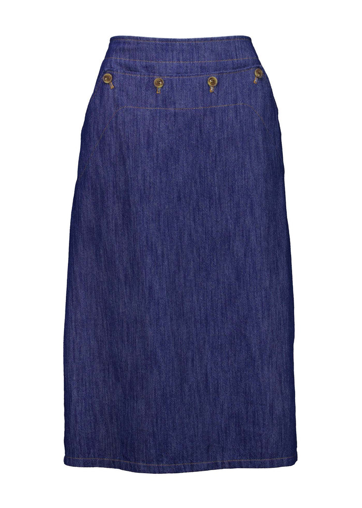 Olga De Polga Hepburn Panorama Denim Skirt - Mid Wash