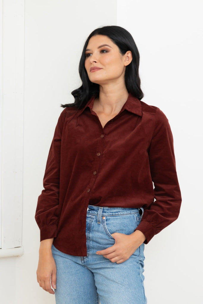 Frock Me Out Baby Corduroy Shirt - Burgundy