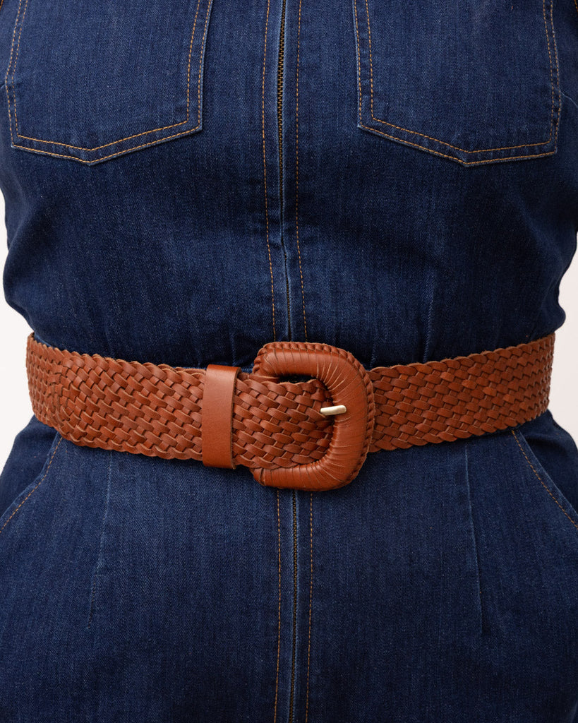 Byrd Studio Weave Mcqueen Woven Leather Belt - Tan