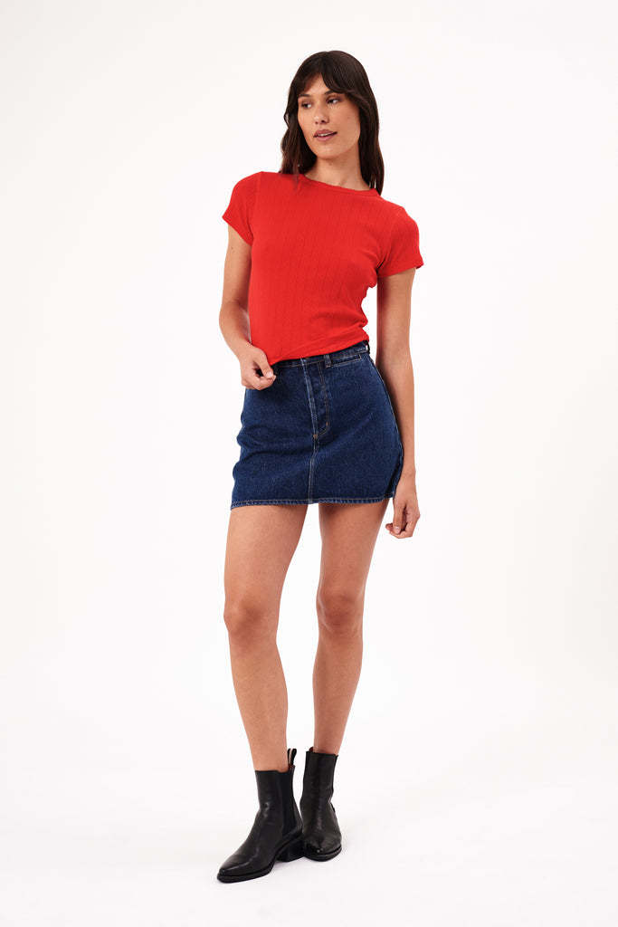 Rolla's Pointelle Classic Tee - Coral