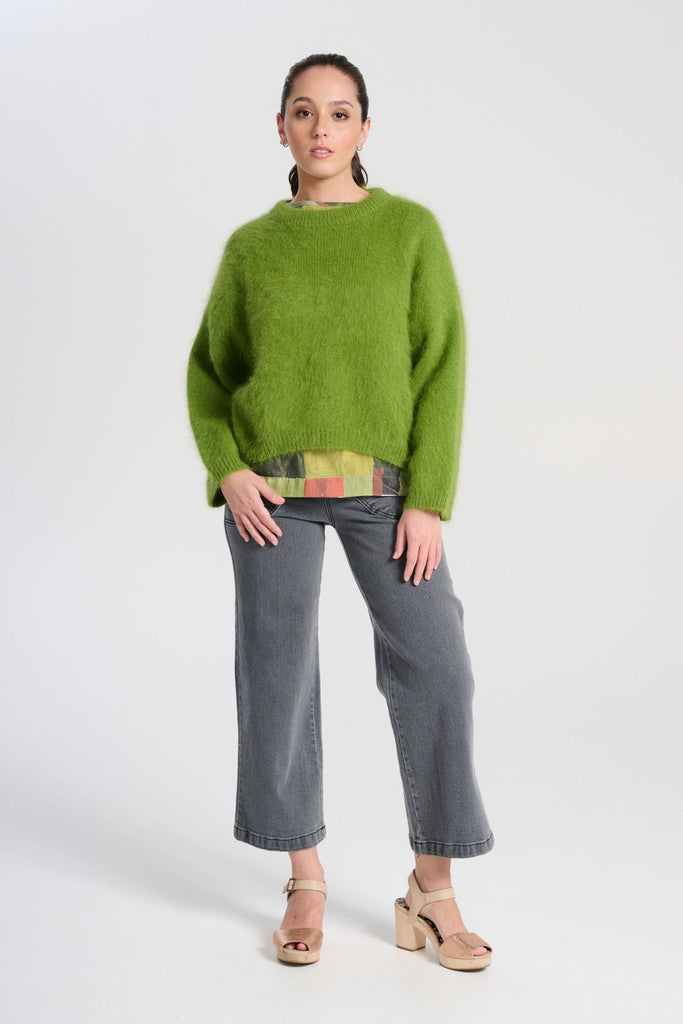 Olga De Polga Montreal Angora Knit Sweater - Grass Green