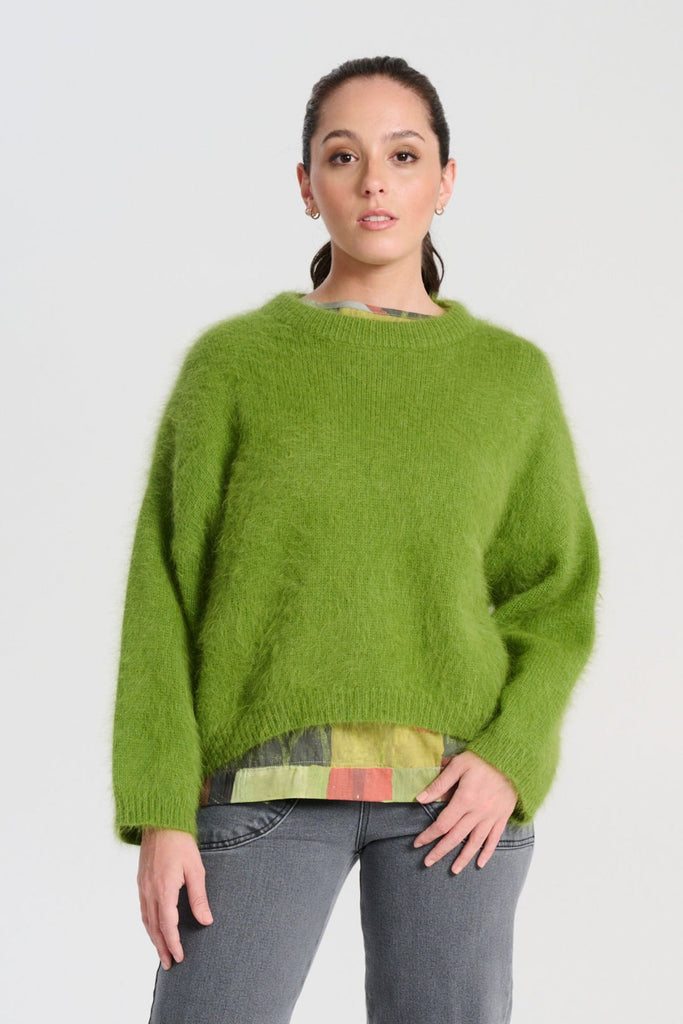 Olga De Polga Montreal Angora Knit Sweater - Grass Green