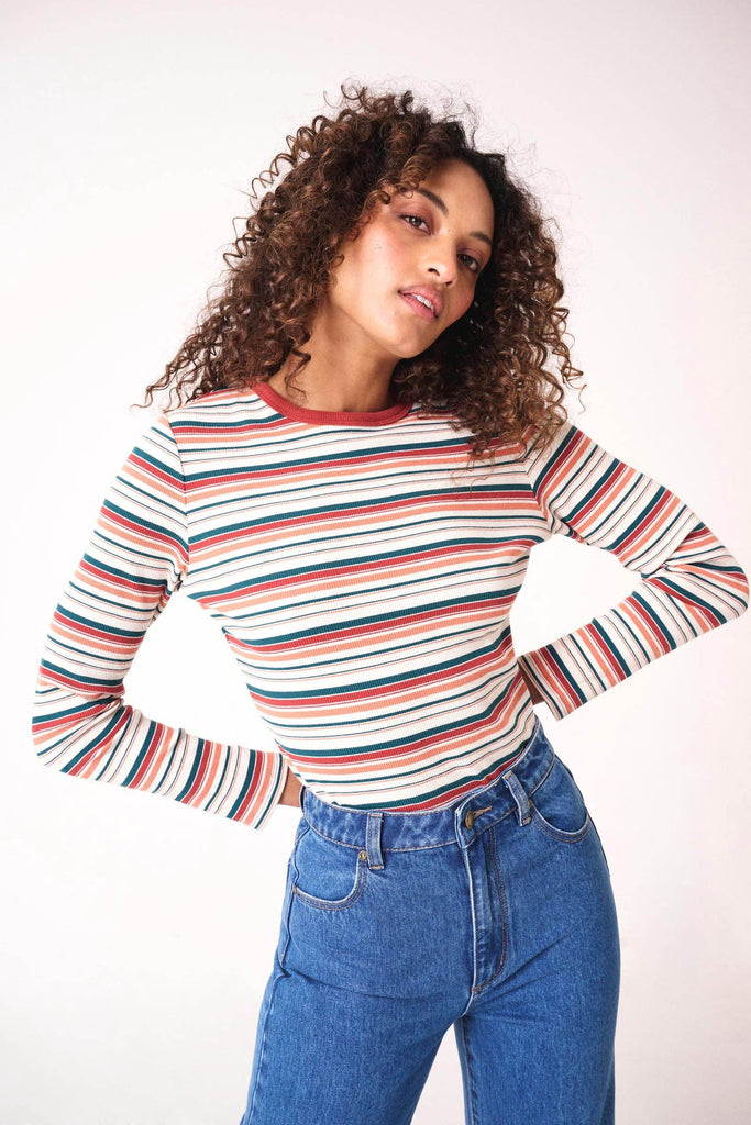 Rolla's Long Sleeve Baby Rib Tee - Dazed Stripe