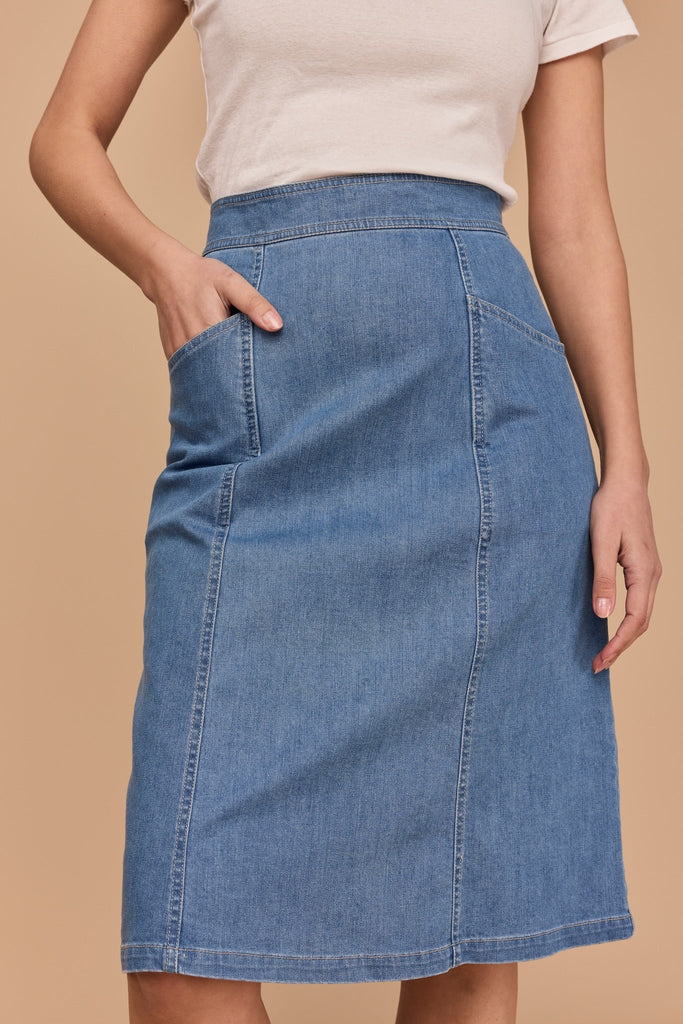 Frock Me Out A-Line Denim Skirt - Light Vintage Wash
