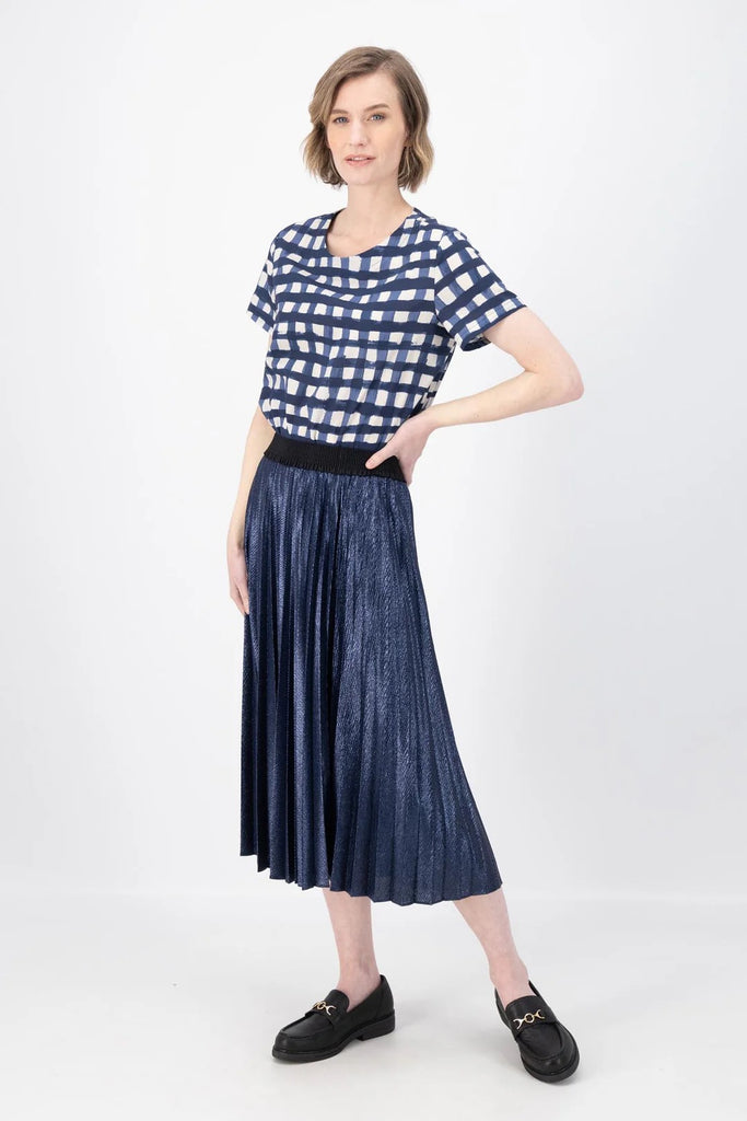 Olga De Polga Champagne Pleat Skirt - Navy