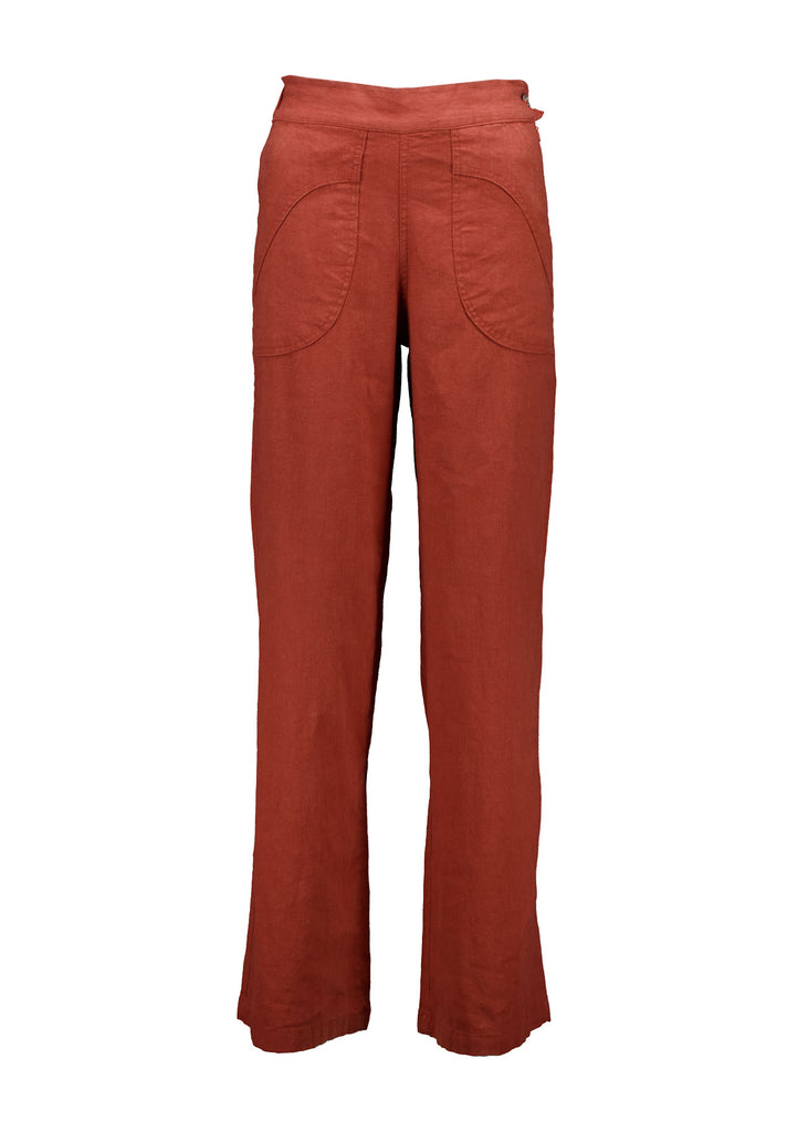 Olga De Polga Peggy Long Linen Pants - Rose Brick