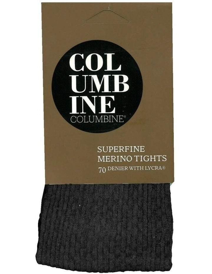 Columbine 70D Superfine Merino Texture Line Tights - Black