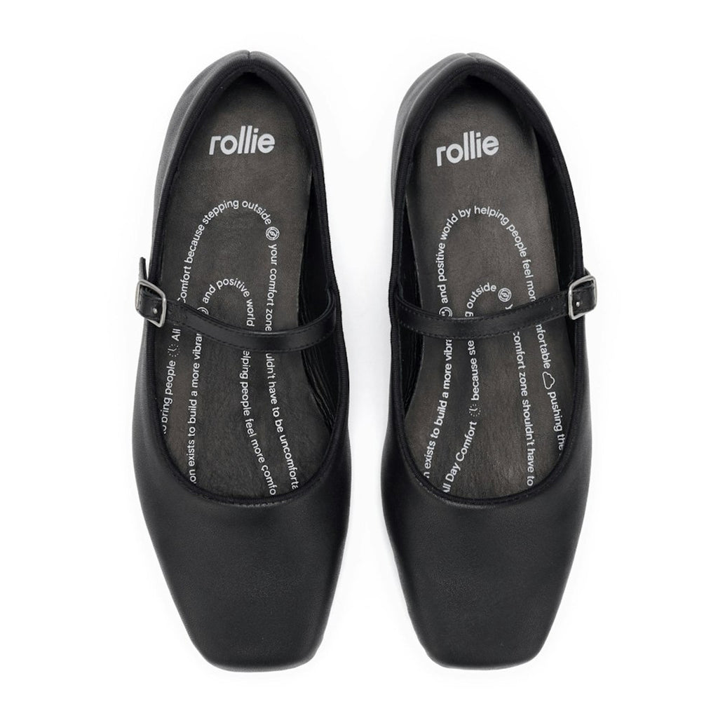 Rollie Ballet MJ Square Toe Flat - Black